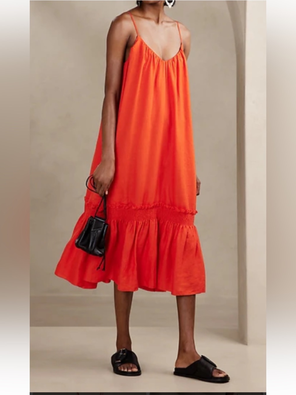 NWT Banana Republic Poppy Red Linen Strap Dress XS
